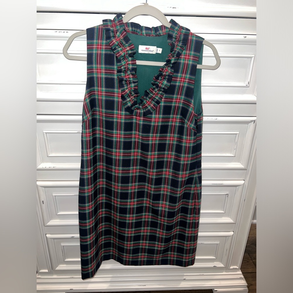 Vineyard Vines Dress Holiday Tartan Plaid Ruffle